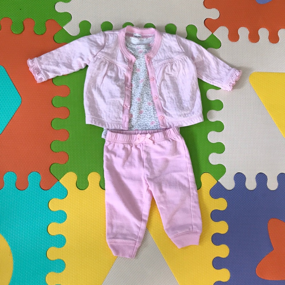 Pink outfit - pants, onesie and sweater